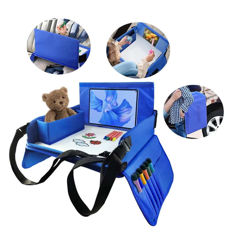Kids Travel Seat Tray for Car Children'S Toy Storage Table Drawing Board Safety Tray Dining Beverage Rack Road Trip Activities