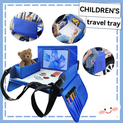 Kids Travel Seat Tray for Car Children'S Toy Storage Table Drawing Board Safety Tray Dining Beverage Rack Road Trip Activities